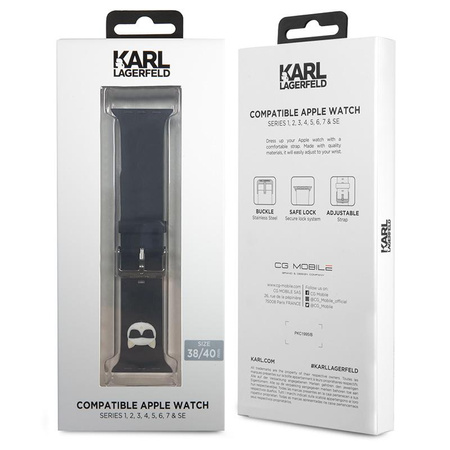 Karl Lagerfeld Silikonová hlava Choupette - řemínek pro Apple Watch 38/40/41 mm (černý)