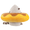 PUSHEEN CAT MASCOT IN CHOCOLATE DOG, Plush Cat with Donut, 18 cm