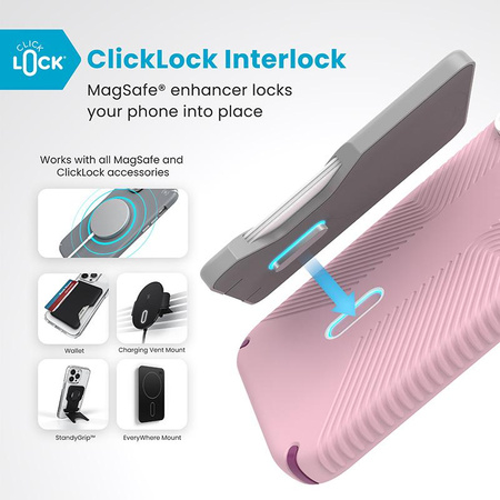 Speck Presidio2 Grip ClickLock & MagSafe - iPhone 16 Pro Max Fall (Mittwoch Rosa / Boysenberry lila / weiß)