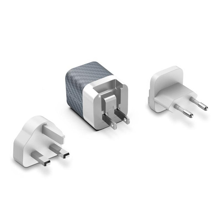 Energizer Ultimate - Multiplug EU / UK / US GaN USB-C & USB-A 38W PD + QC3.0 travel charger (Silver)