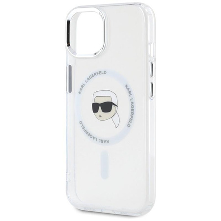 Karl Lagerfeld IML Metal Karl Head MagSafe - Coque pour iPhone 15 Plus (blanc)