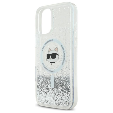 Karl Lagerfeld Liquid Glitter Choupette Head MagSafe - Case for iPhone 16 (transparent)