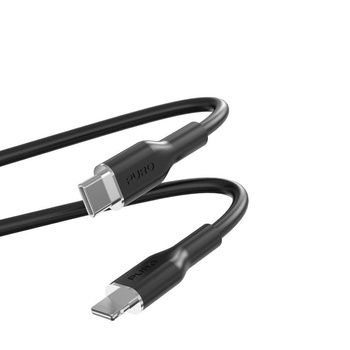 PURO ICON Soft Cable - USB-C Lightning MFi tanúsítvánnyal rendelkező kábel 1,5 m (fekete)