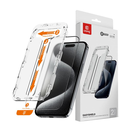 Crong EasyShield 2-Pack - Edzett üveg iPhone 15 Pro Max készülékhez (2 db)