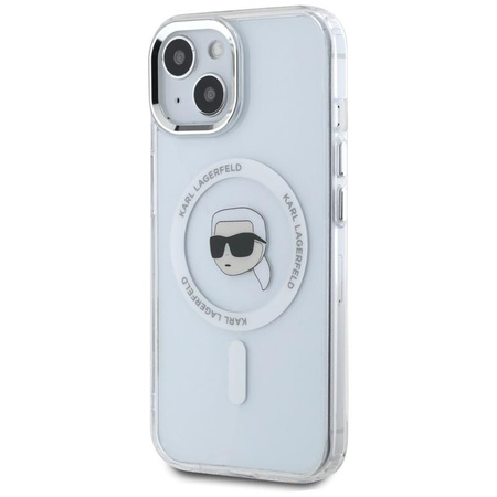 Karl Lagerfeld IML Metall Karl Head MagSafe - Hülle für iPhone 15 Plus (weiß)
