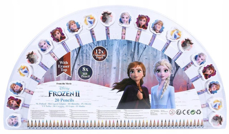 Frozen 2 - Zestaw 12 kredek + 8 ołówków + 20 gumek