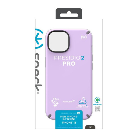 Speck Presidio2 Pro - Antibakteriální pouzdro pro iPhone 14 / iPhone 13 (Spring Purple / Cloudygrey / White)