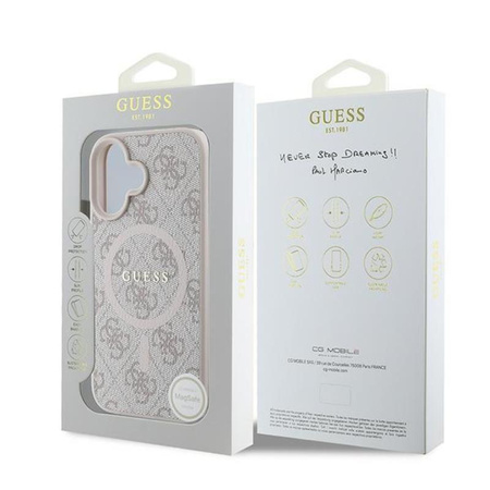 Guess 4G Ring Classic Logo MagSafe - Pouzdro iPhone 16 Plus (růžové)