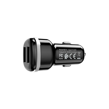 Borofone - Chargeur de voiture 2x USB, noir
