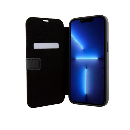 Kožené pouzdro Mercedes Booktype se vzorem vlny - iPhone 15 Pro (černé)