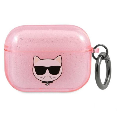 Karl Lagerfeld Choupette Head Glitter - Etui Airpods Pro (różowy)