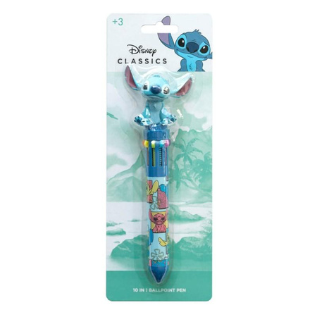 WIELOKOLOROWY DŁUGOPIS STITCH 10 KOLORÓW DLA DZIECI DO SZKOŁY Z FIGURKĄ