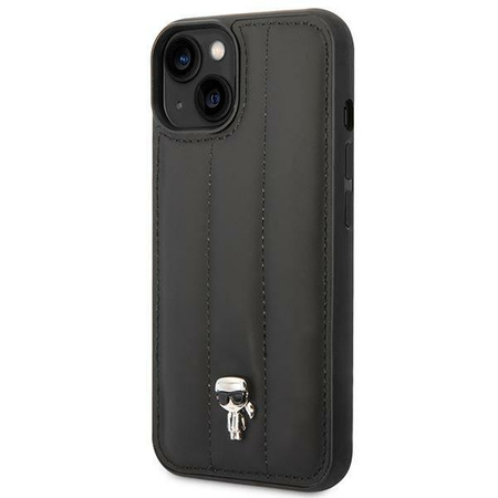 Karl Lagerfeld Quilted Puffy Ikonik Pin - Tasche für iPhone 14 Plus (Schwarz)