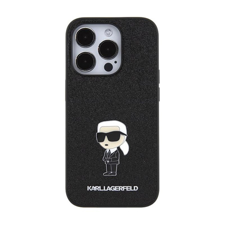 Épingle en métal Karl Lagerfeld Fixed Glitter Iconic Logo - Coque iPhone 15 Pro (noir)