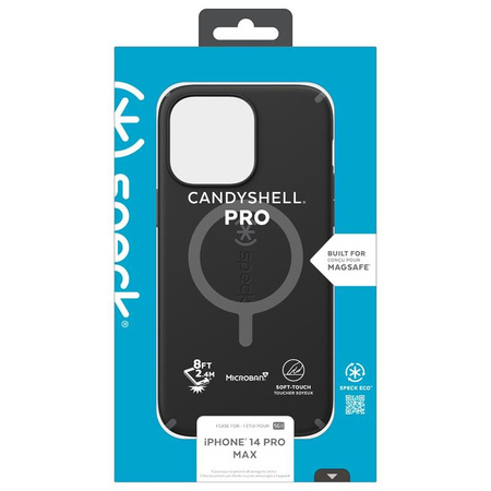 Speck CandyShell Pro + MagSafe - pouzdro pro iPhone 14 Pro Max s povrchovou úpravou MICROBAN (černá / břidlicově šedá)