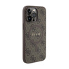 Guess 4G Collection Cuir Logo Métal MagSafe - Étui pour iPhone 15 Pro (marron)