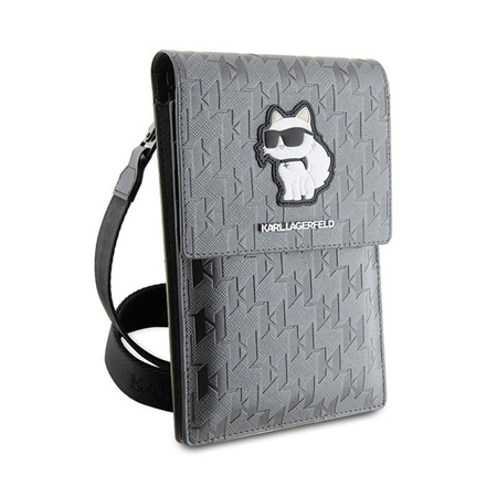 Karl Lagerfeld Saffiano Monogram Choupette - Telefontasche (Silber)