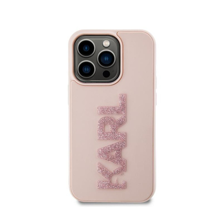 Karl Lagerfeld 3D Rubber Glitter Logo - iPhone 15 Pro Case (pink)