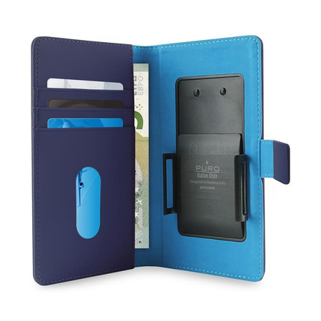 PURO Smart Wallet - Univerzális fotótartó tok kártya- és pénzzsebbel, XL méret (kék)