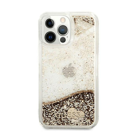 Guess Liquid Glitter Charms - pouzdro pro iPhone 13 Pro Max (zlaté)