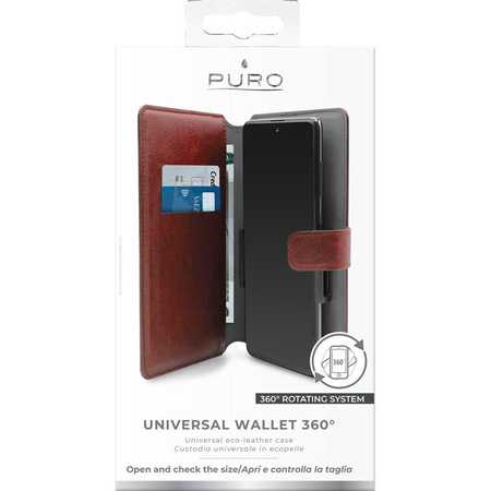 PURO Universal Wallet 360° - Universal swivel case with card pockets, size XXL (red)