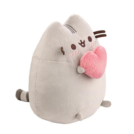 PUSHEEN KATZENMASKOTTE MIT HERZ IN DEN HÄNDEN, Plüschkatze mit Herz, 24cm