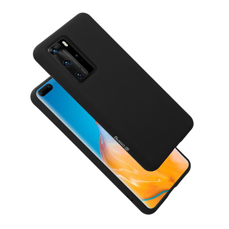 ETUI CZARNE SILIKONOWE DO HUAWEI P40 PRO, Crong Eleganckie, z Mikrofibrą