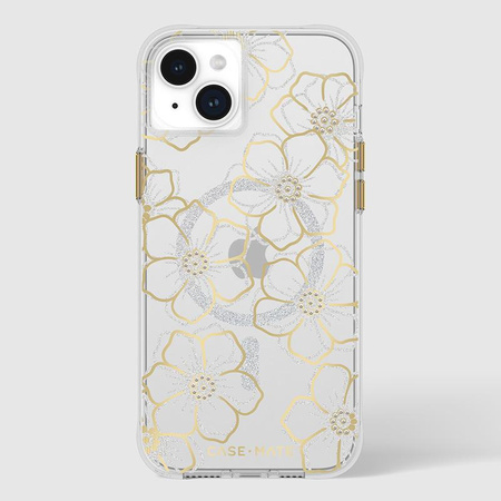 Case-Mate Floral Gems MagSafe – pouzdro na iPhone 15 Plus (Gold)