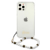 Guess White Pearl Strap - iPhone 12 / iPhone 12 Pro Tasche (Transparent)