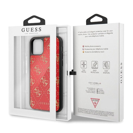 Guess 4G Dupla rétegű csillám tok - iPhone 11 tok (piros)