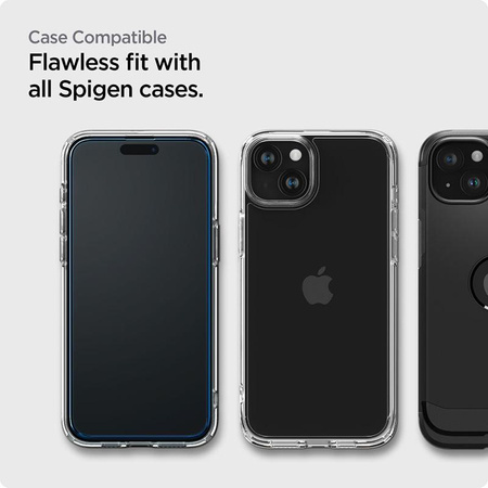 Spigen Alm Glass FC 2-Pack - Edzett üveg iPhone 15 készülékhez 2 db (fekete keret)