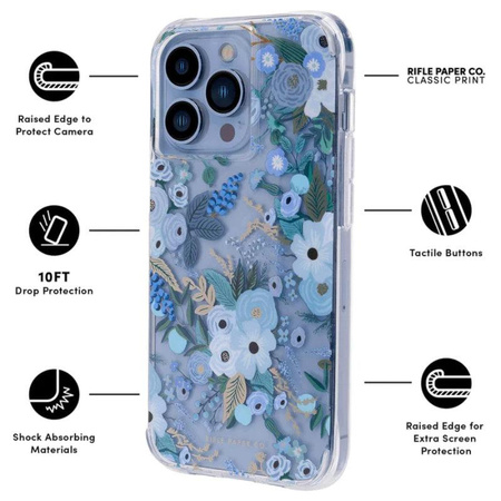 Rifle Paper Clear - iPhone 13 Pro Case (Garden Party Blue)