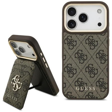 Guess Bundle Pack MagSafe 4G - Case + MagSafe Wallet Set for iPhone 17 Pro (Brown)
