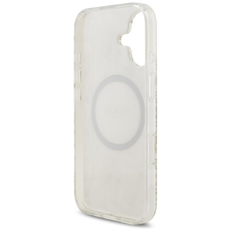 ETUI DO IPHONE 17 do MAGSAFE GUESS BIAŁE ORYGINALNE ZE SMYCZĄ KWIATY MODNE