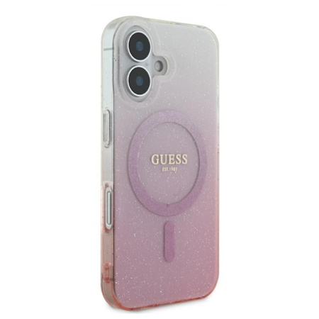 Guess IML Glitter Gradient MagSafe - Coque iPhone 16 (rose)