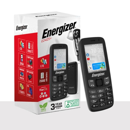 Energizer E242S+ - Telefon 512MB RAM 4GB 2,4" 4G LTE Dual SIM EU (černý)