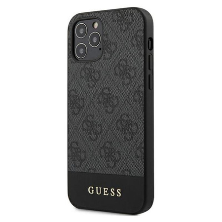 Collection 4G Bottom Stripe de Guess - Coque pour iPhone 12 / iPhone 12 Pro (gris)