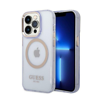 Guess Gold Outline Translucent MagSafe - iPhone 14 Pro Max Case (purple)