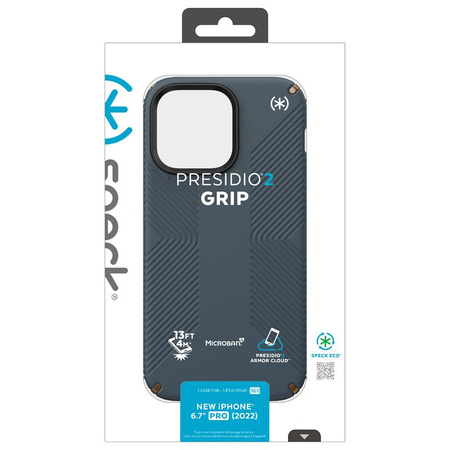 Speck Presidio2 Grip - Coque antidérapante pour iPhone 14 Pro Max (Charcoal / Cool Bronze / Slate)
