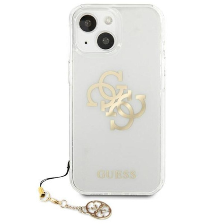 Guess 4G Big Logo Charm Gold- pouzdro pro iPhone 13 (zlaté přívěsky)