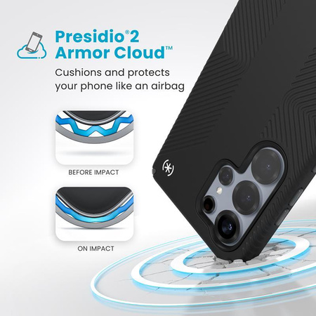 Speck Presidio2 Grip - Samsung Galaxy S25 Ultra tok (fekete/lemezszürke/fehér)