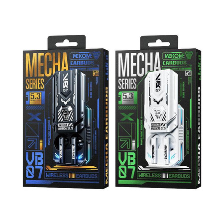 WEKOME VB07 Mecha Series - bezdrátová sluchátka Bluetooth V5.3 TWS s nabíjecím pouzdrem (bílá)