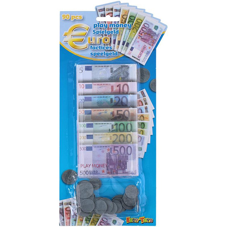 Eddy Toys - EUR-Banknoten und -Münzen für Spiel und Spaß 90 Stück.