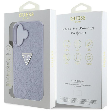 Guess Hot Stamp 4G Pattern Triangle Metal Logo - Hülle für iPhone 16 (lila)