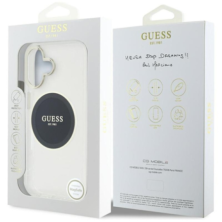 Guess IML Metal Coloured Circle Classic Logo MagSafe - pouzdro pro iPhone 16 (černé)