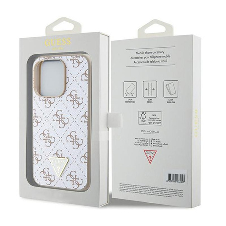 Guess 4G Triangle Metal Logo - Etui iPhone 15 Pro (biały)