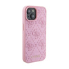 Guess Leder 4G gestempelt - iPhone 15 Tasche (rosa)