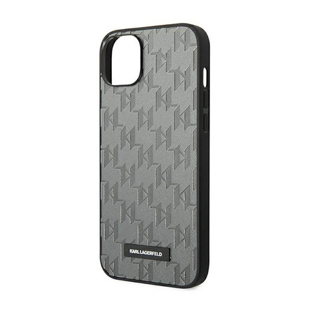 Karl Lagerfeld Saffiano Mono Metall Logo - iPhone 14 Tasche (grau)