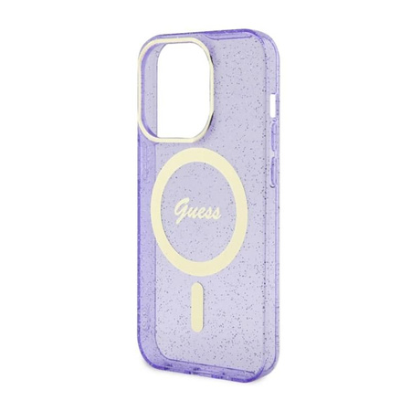 Guess Glitter Gold MagSafe - pouzdro pro iPhone 14 Pro Max (fialové)