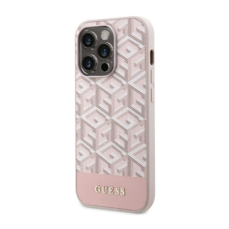 Guess GCube Stripes MagSafe - Coque pour iPhone 14 Pro Max (Rose)